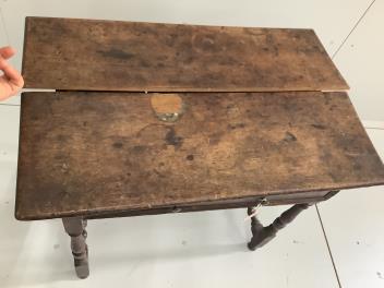 An 18th century oak side table, width 76cm, depth 49cm, height 67cm